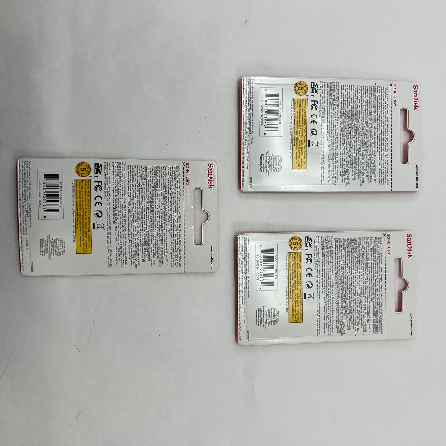 New Sandisk Lot of 3 8GB SDHC Cards SDHC Cards SDSDB-008G-B35