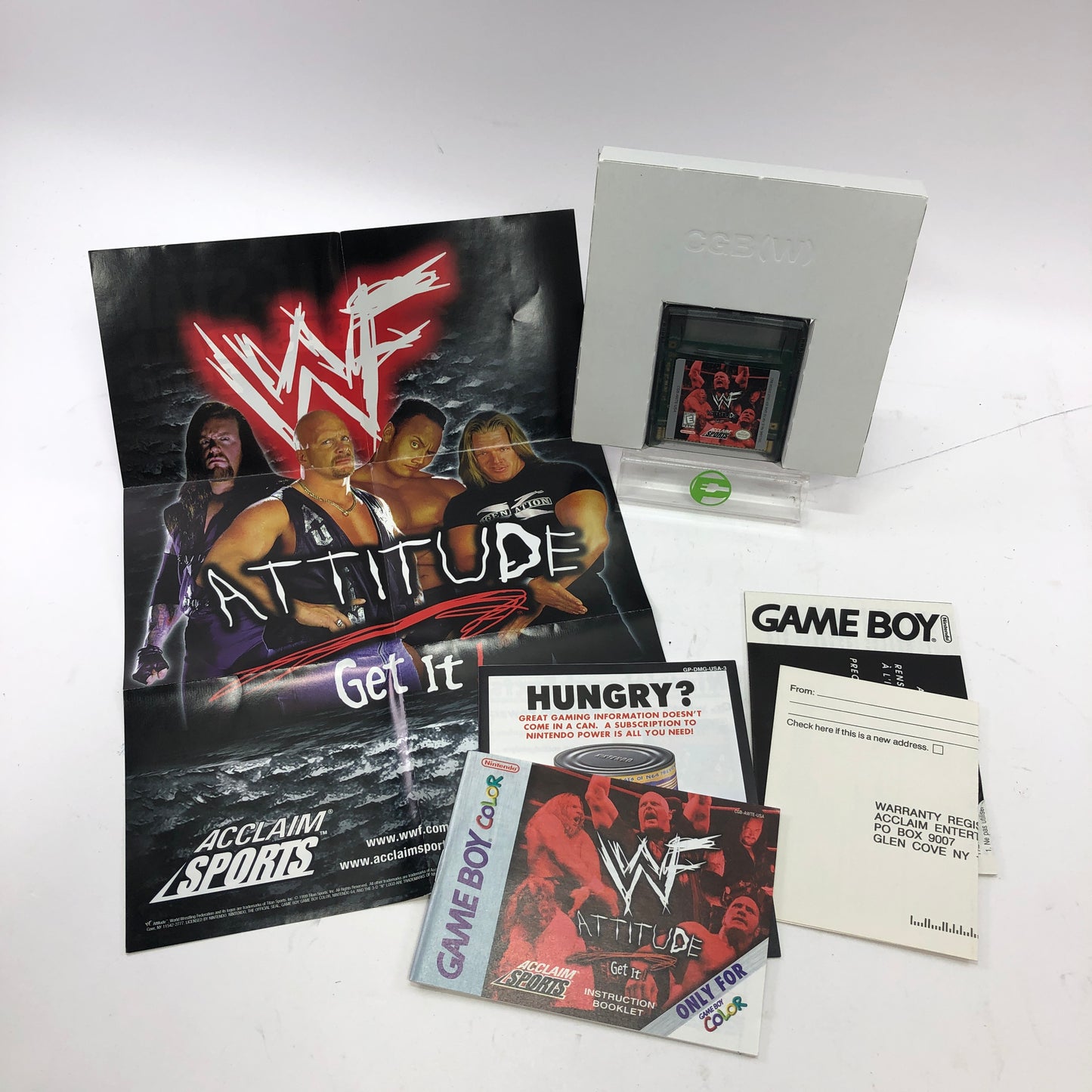 WWF Attitude (Nintendo GameBoy Color, 1999) Complete in Box w Inserts, CIB