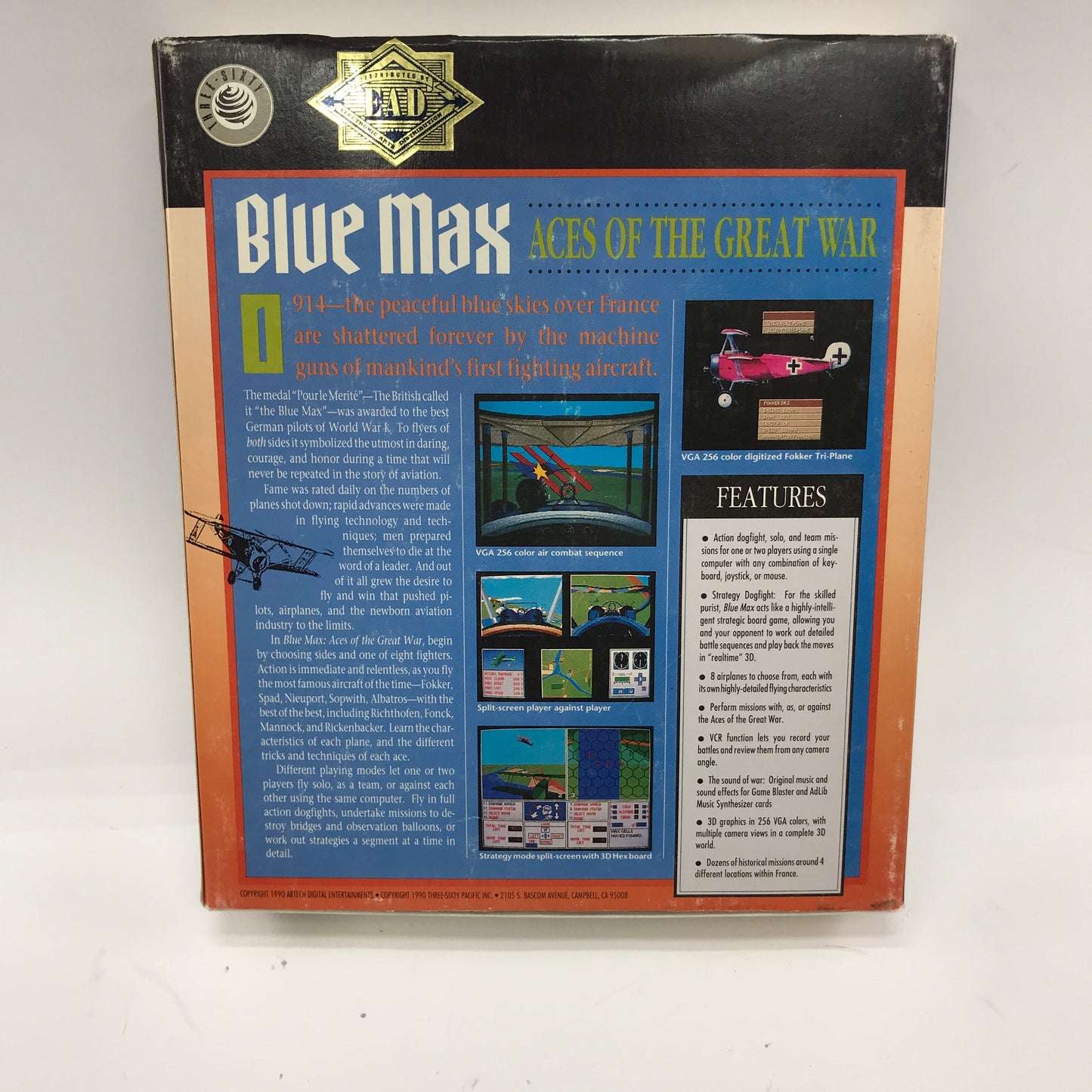 Blue Max: Aces Of The Great War (PC, 1989) Complete in Original Box, CIB