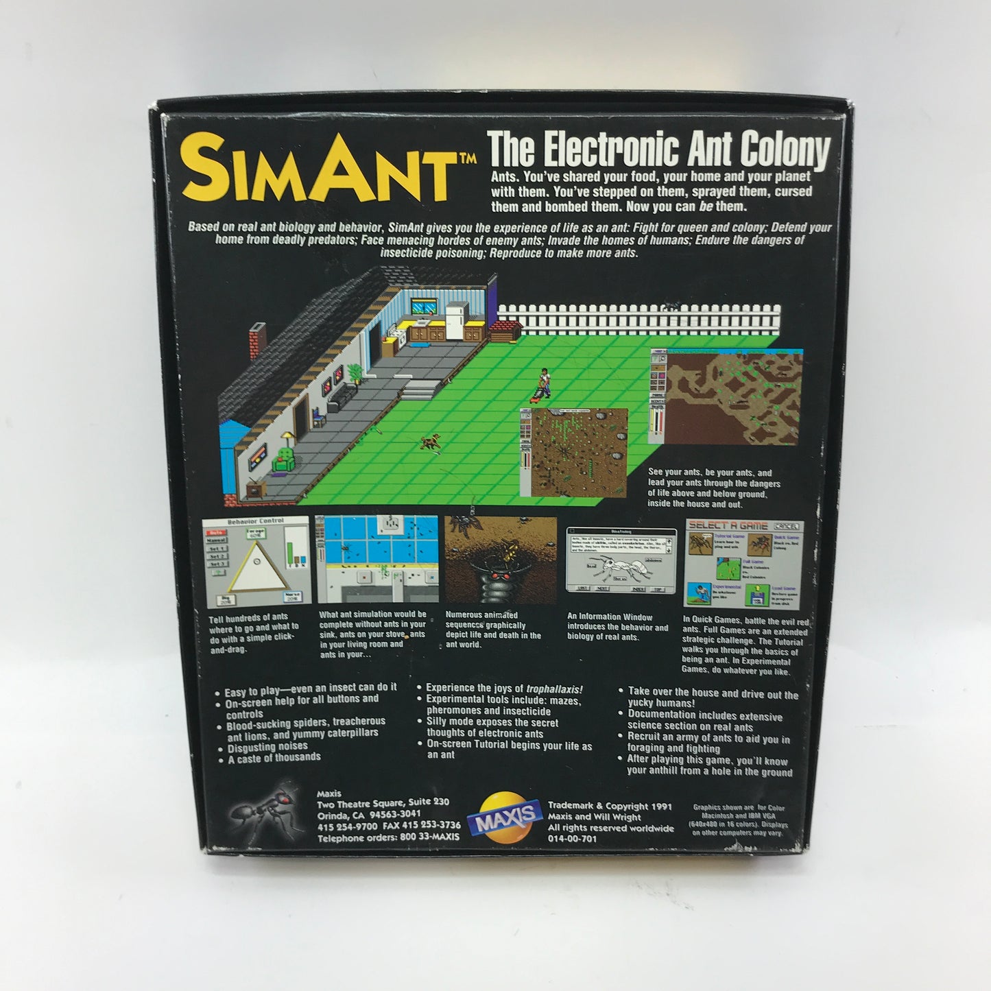 SimAnt (PC, 1991) Maxis Big Box w All Floppy Disks and Manuals