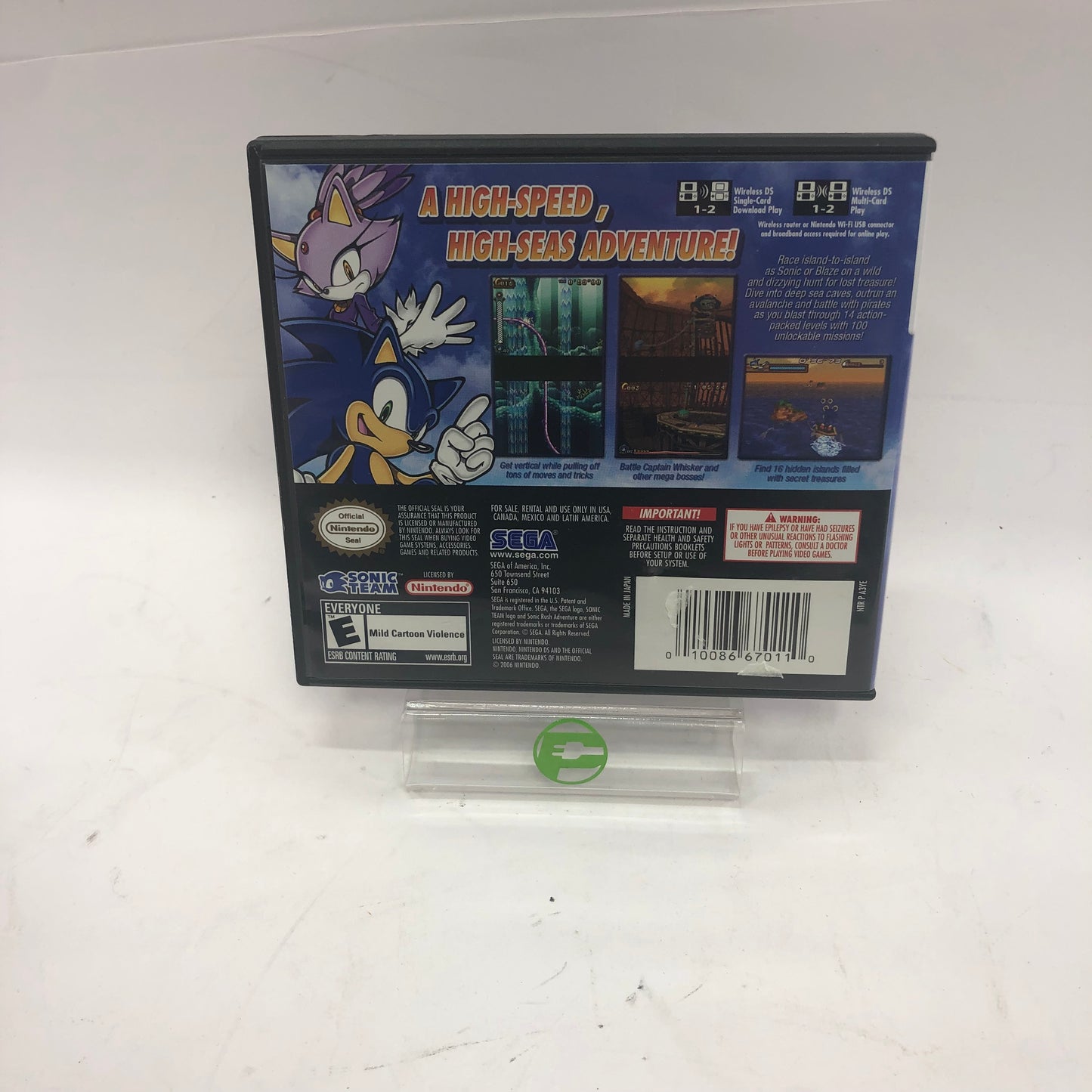 Sonic Rush Adventure (Nintendo DS, 2007) Complete in Original Box w Manual, CIB