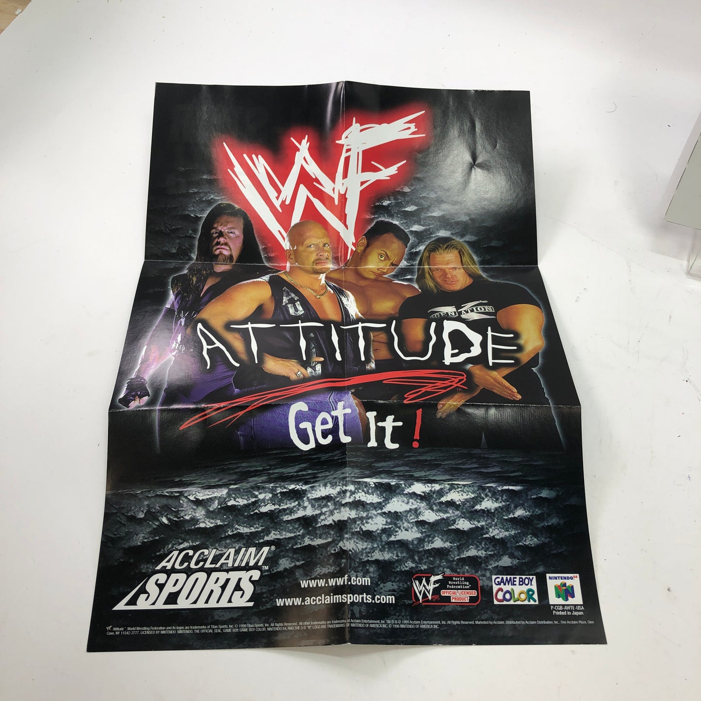 WWF Attitude (Nintendo GameBoy Color, 1999) Complete in Box w Inserts, CIB