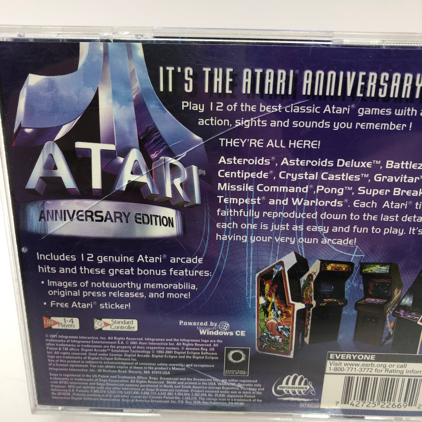 Atari Anniversary Edition (Sega Dreamcast, 2001) Complete in Box w Manual, CIB