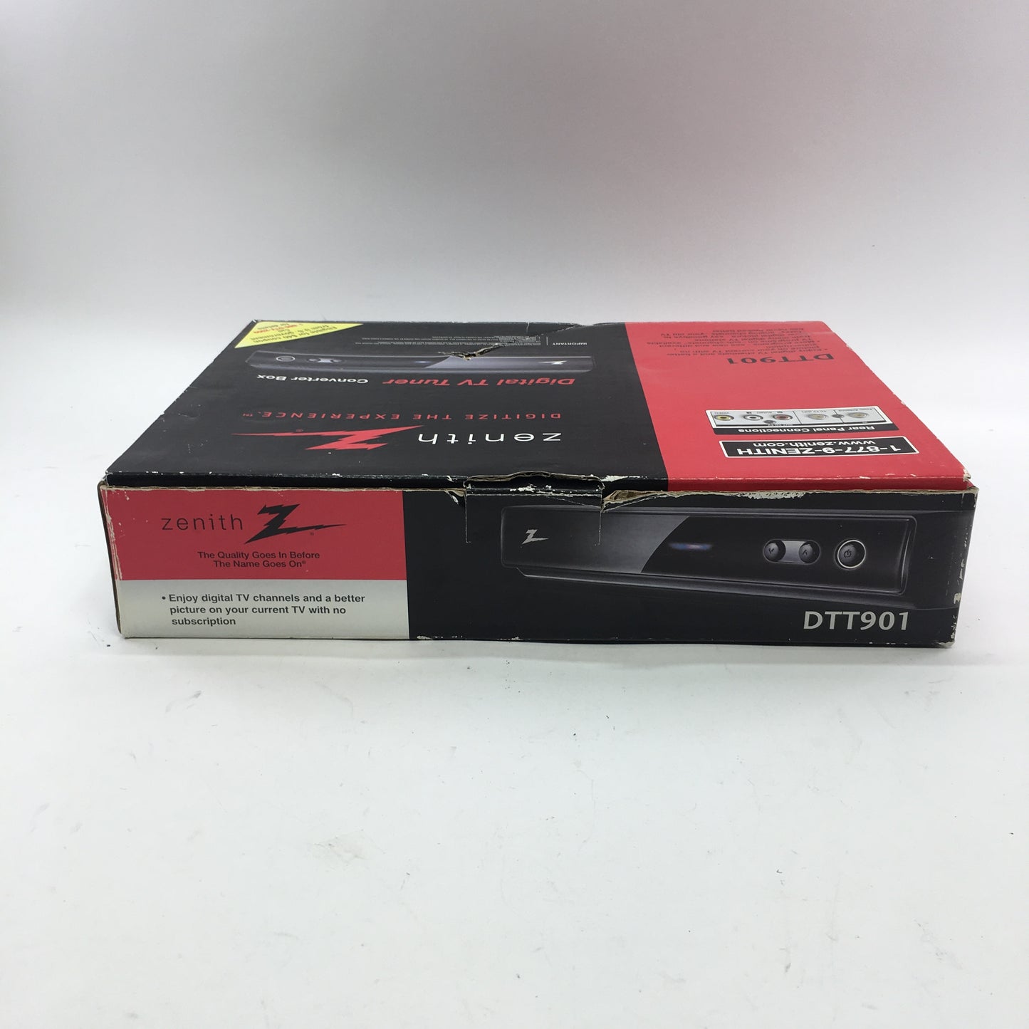 Zenith DTT901 Converter Box With Remote and Cables in Original Packaging