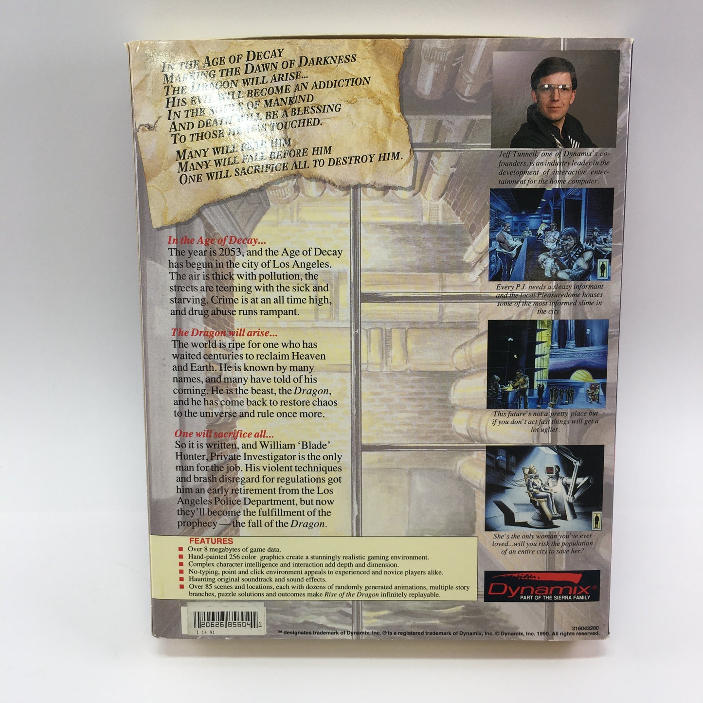 Rise of the Dragon (PC, 1990) 3.5" Discs Only w/ Manuals and Original Box