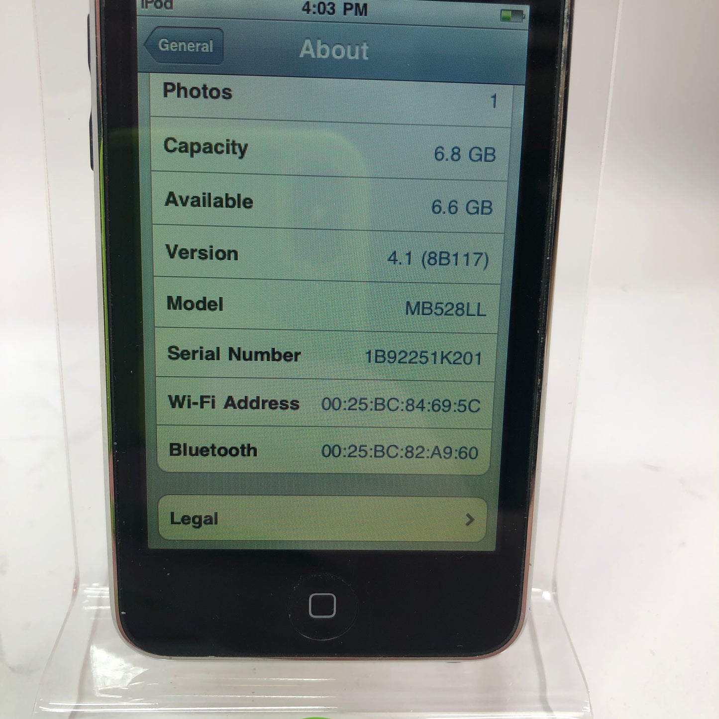 Apple iPod Touch 2nd Gen 8GB Black MB528LL Tested and Working