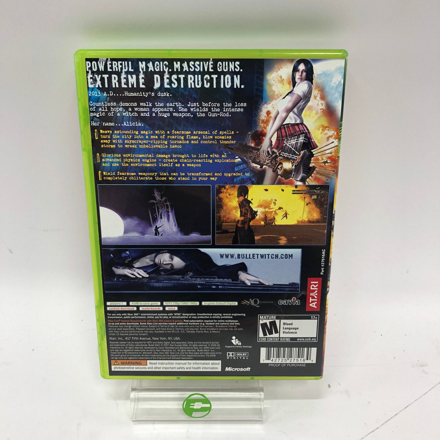 Bullet Witch (Microsoft Xbox 360, 2007) w/ Original Box and Manual, No Poster