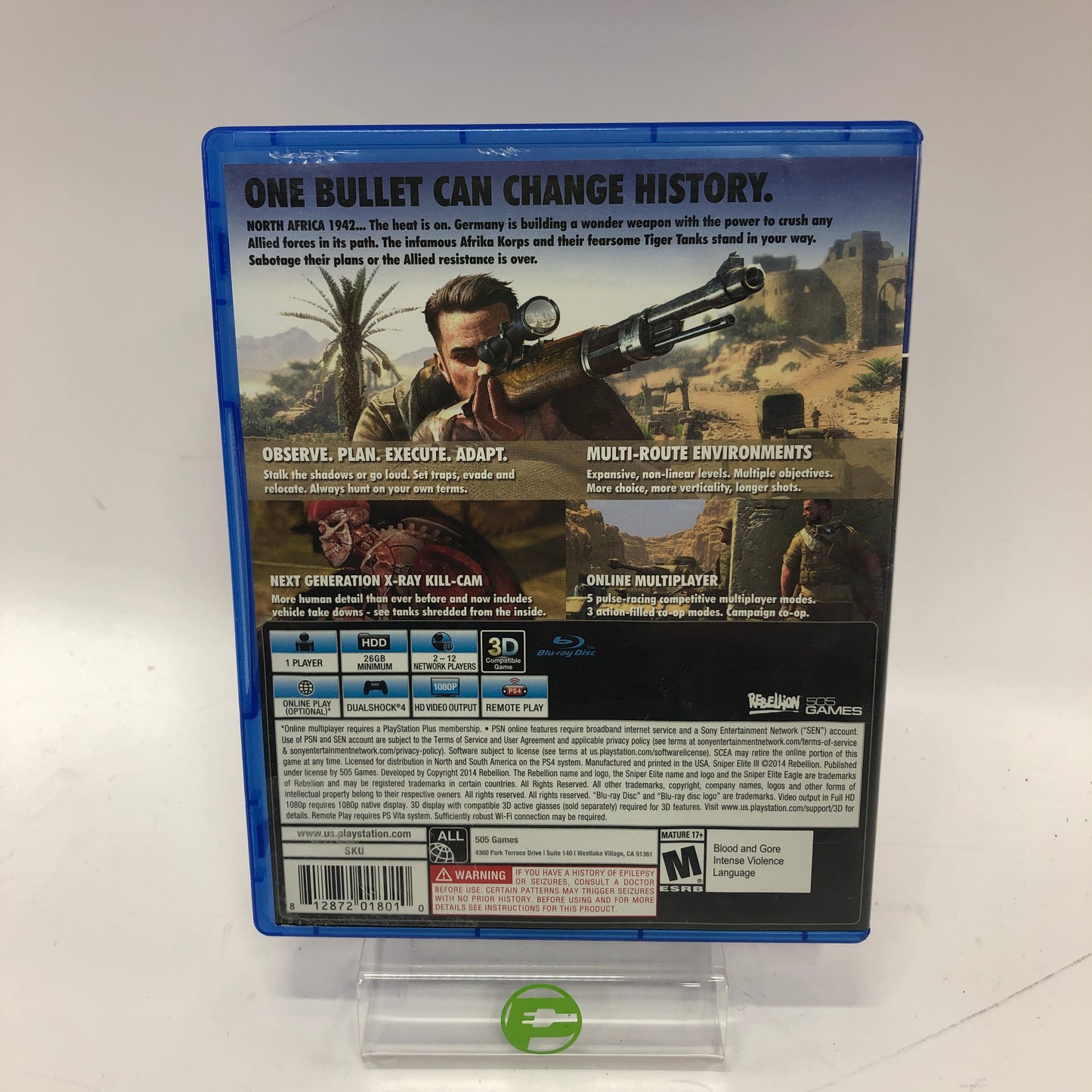 Sniper Elite III (Sony PlayStation 4 PS4, 2014) Complete in Box w/ Manual, CIB