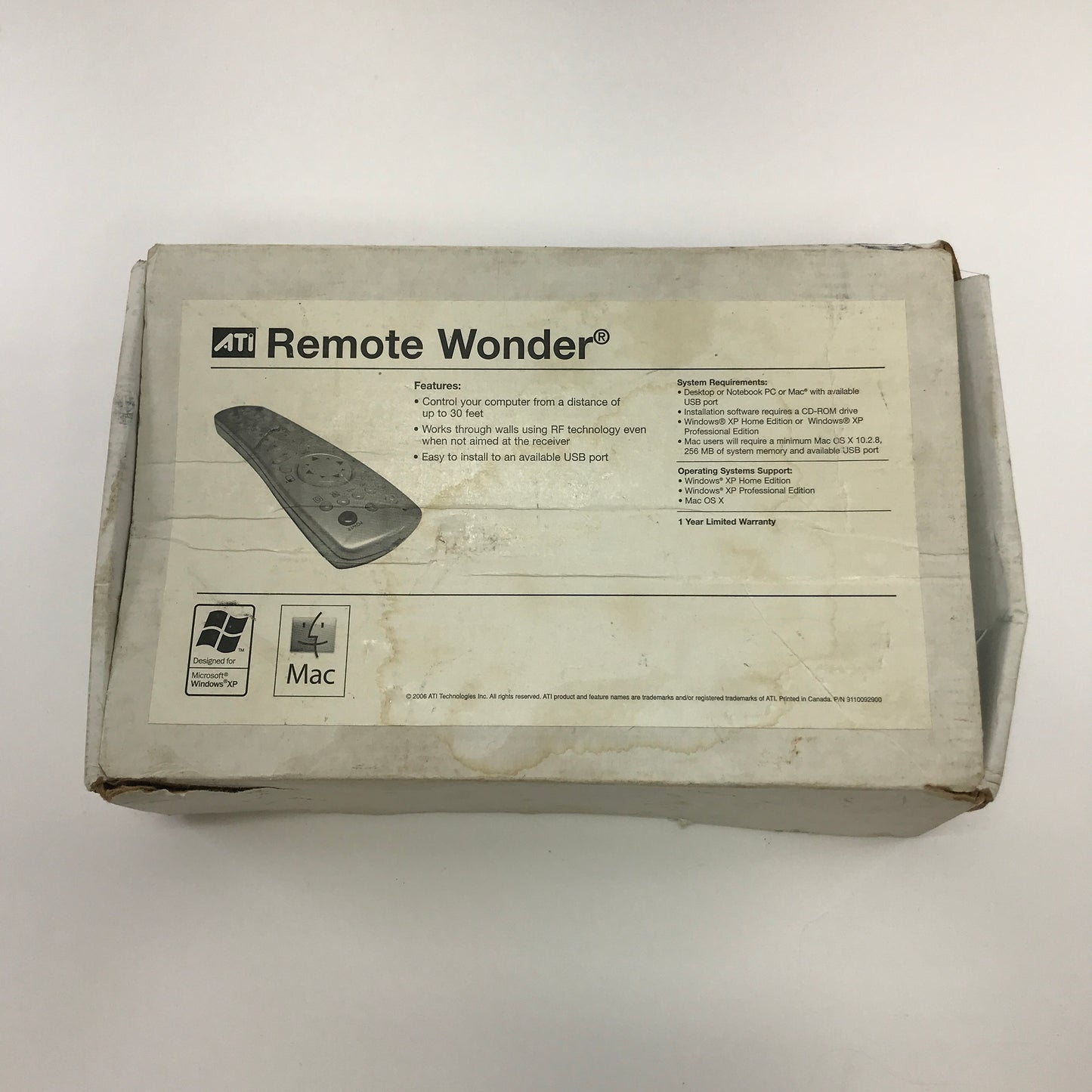 New Remote Wonder 0536 PC Remote 5000023600 in Original Box With Receiver