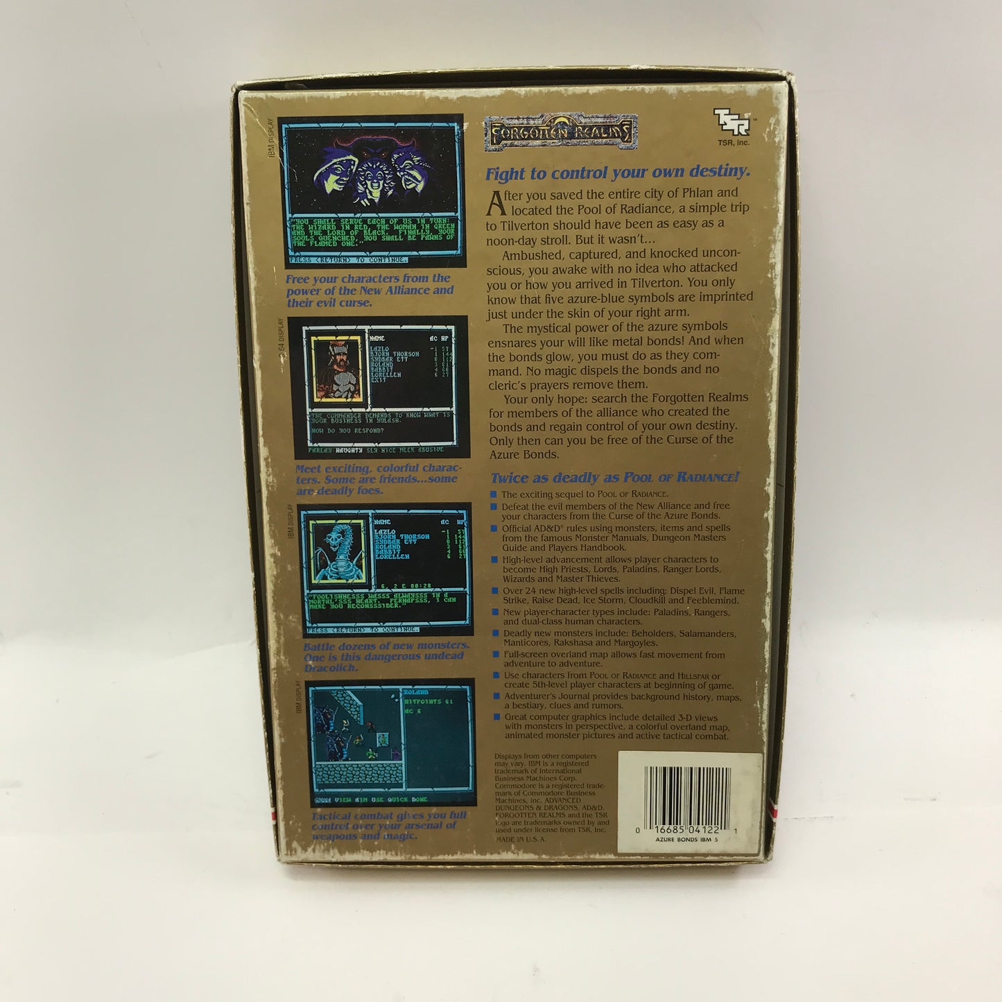 Advanced Dungeons & Dragons Curse of the Azure Bonds (PC, 1989) in Original Box