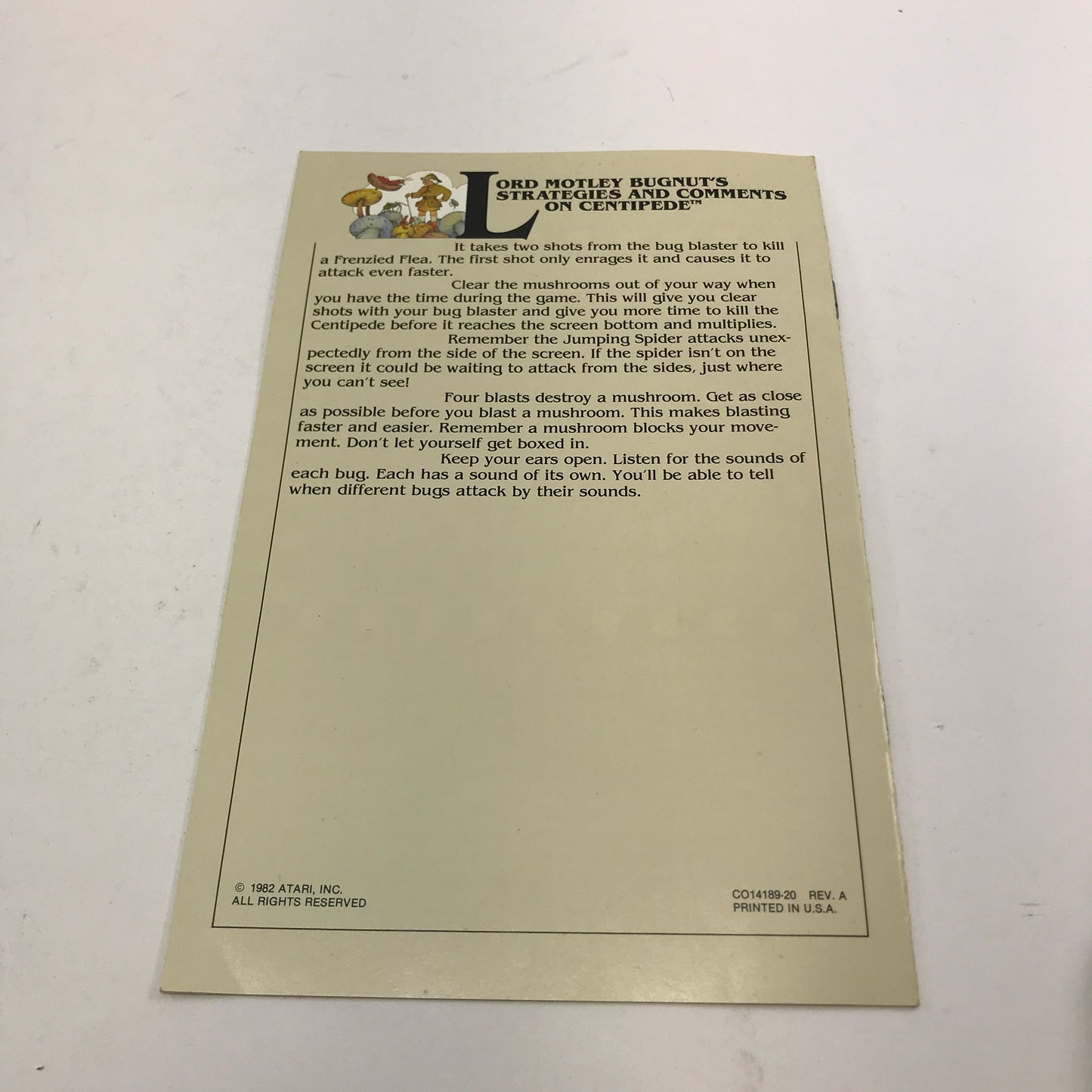 Centipede (Atari 400, 1980) Cartridge and Manual Only