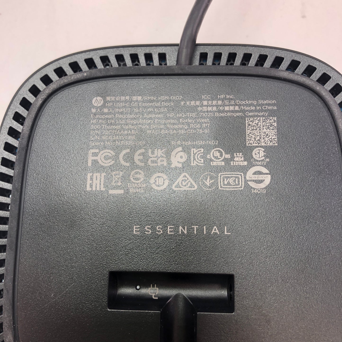 HP USB-C G5 Essential Dock 72C71AA#ABA w/ Power Supply