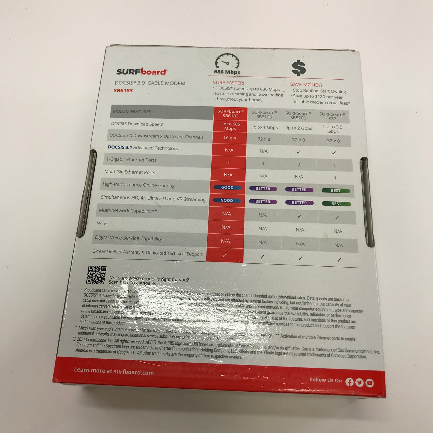 Arris Surfboard DOCSIS 3.0 Cable Modem SB6183