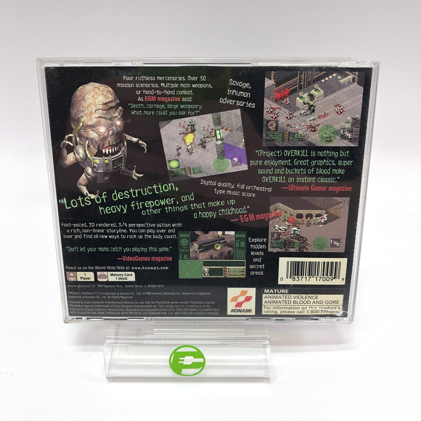 Project Overkill (Sony PlayStation 1 PS1, 1996) w Original Case No Manual