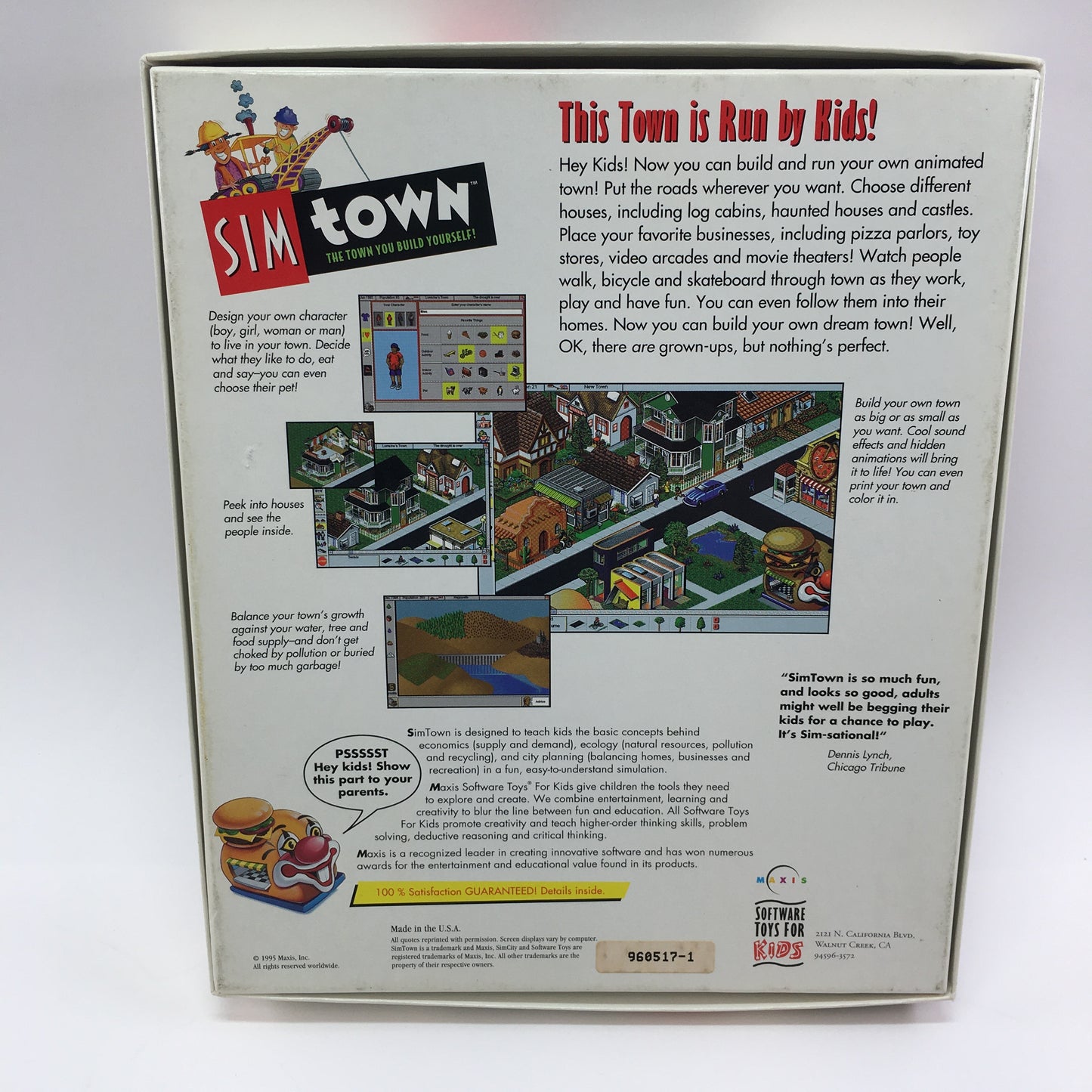 Sim Town (PC, 1994) Complete in Original Box CIB Designed for Windows 95
