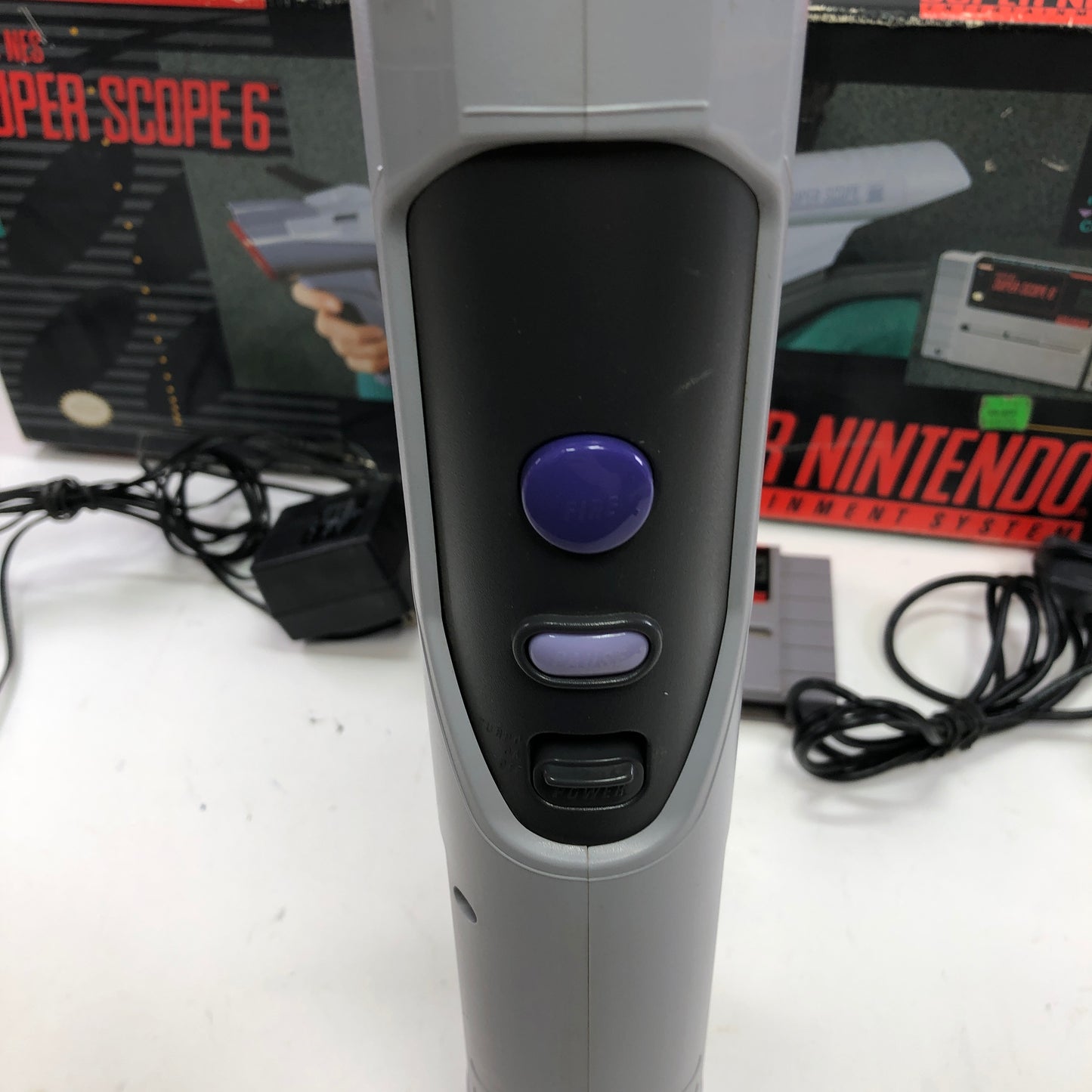 Super Nintendo Super Scope 6 Controller SNS-013 Gray Complete w Original Box
