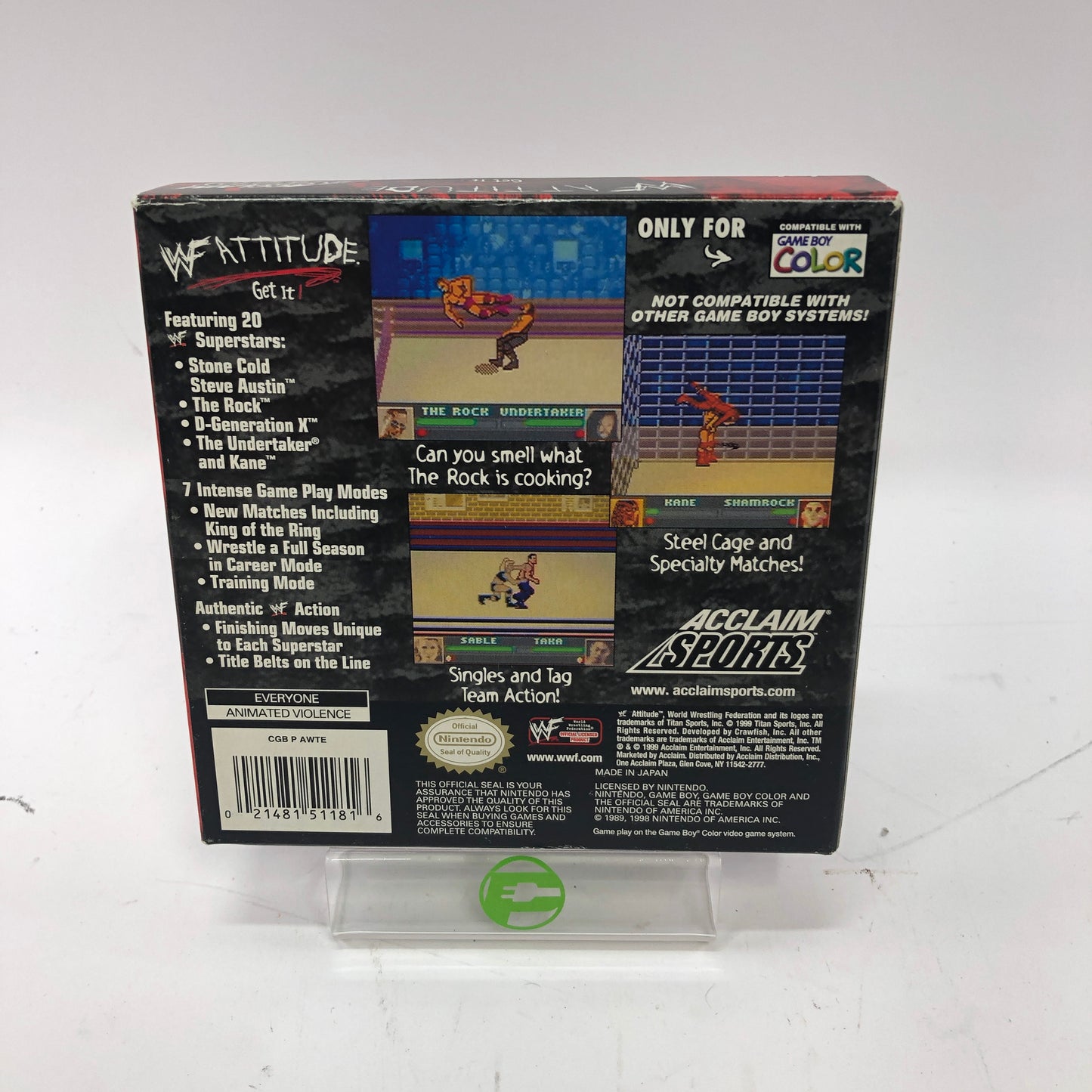 WWF Attitude (Nintendo GameBoy Color, 1999) Complete in Box w Inserts, CIB