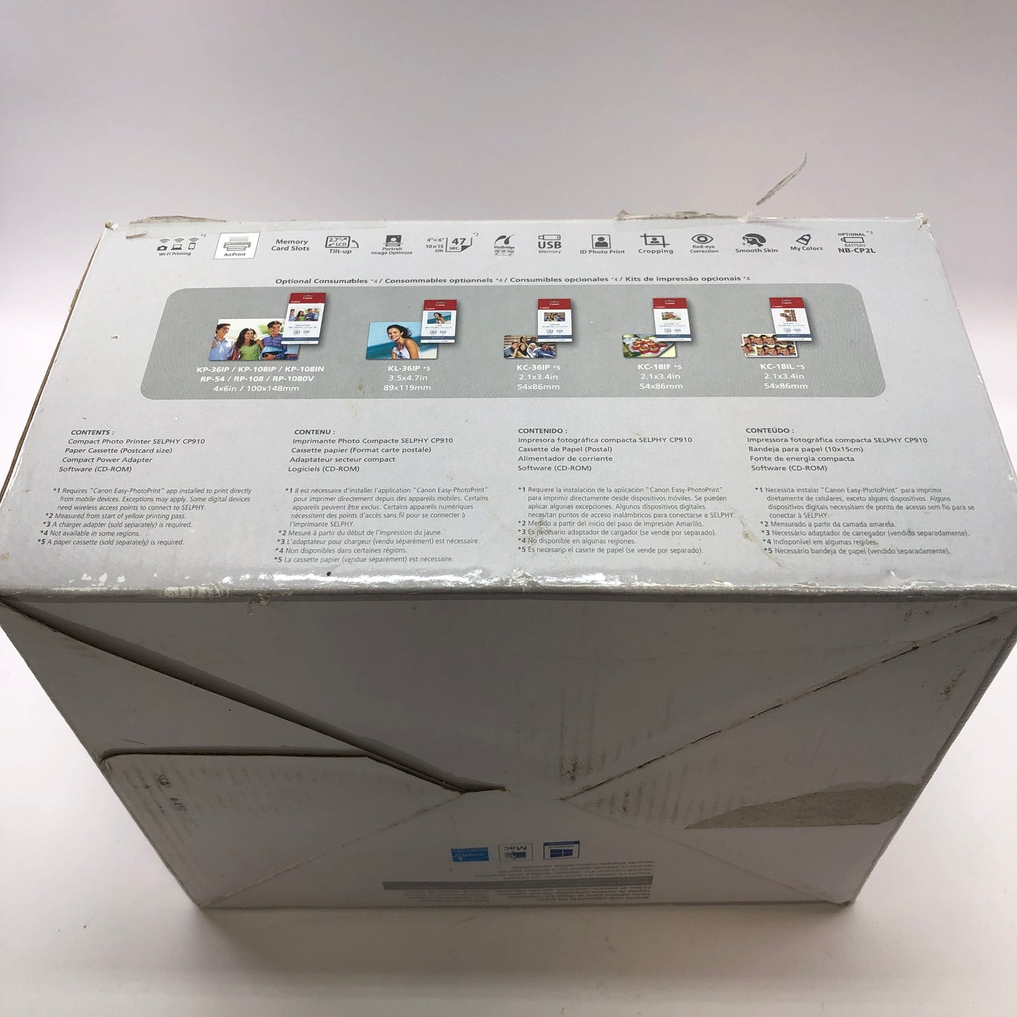 Canon Selphy cp910 Compact Photo Printer w Photo Paper, No Power Cord READ