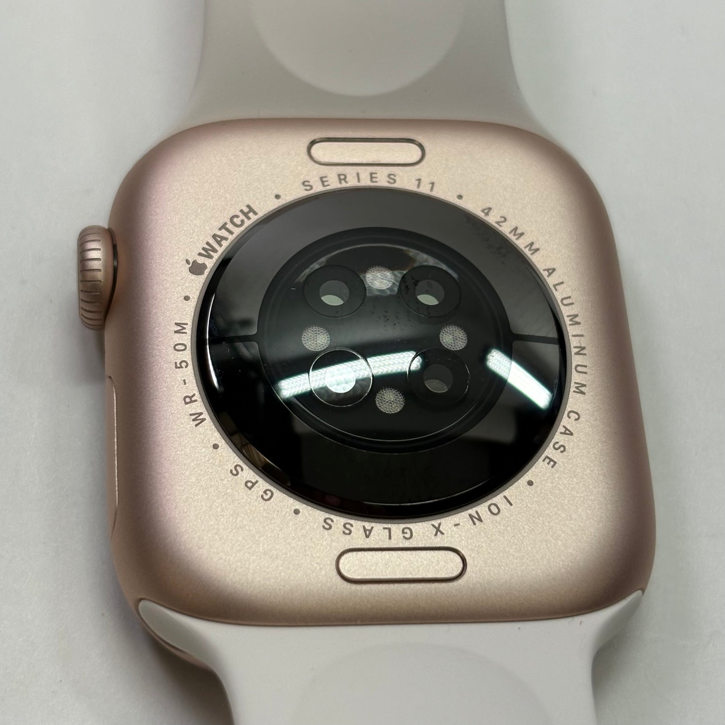 GPS Only Apple Watch Series 11 42MM Rose Gold Aluminum WhiteSport Band MEU04LW/A