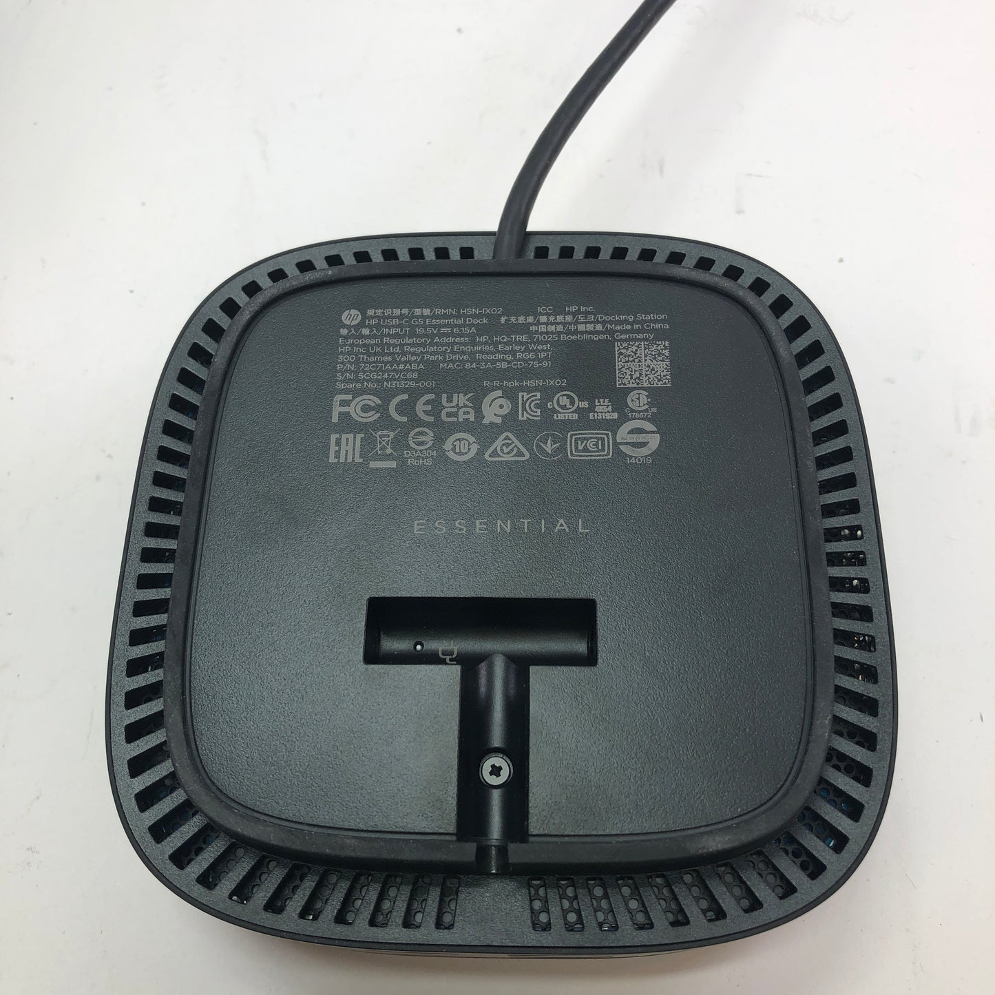HP USB-C G5 Essential Dock 72C71AA#ABA w/ Power Supply