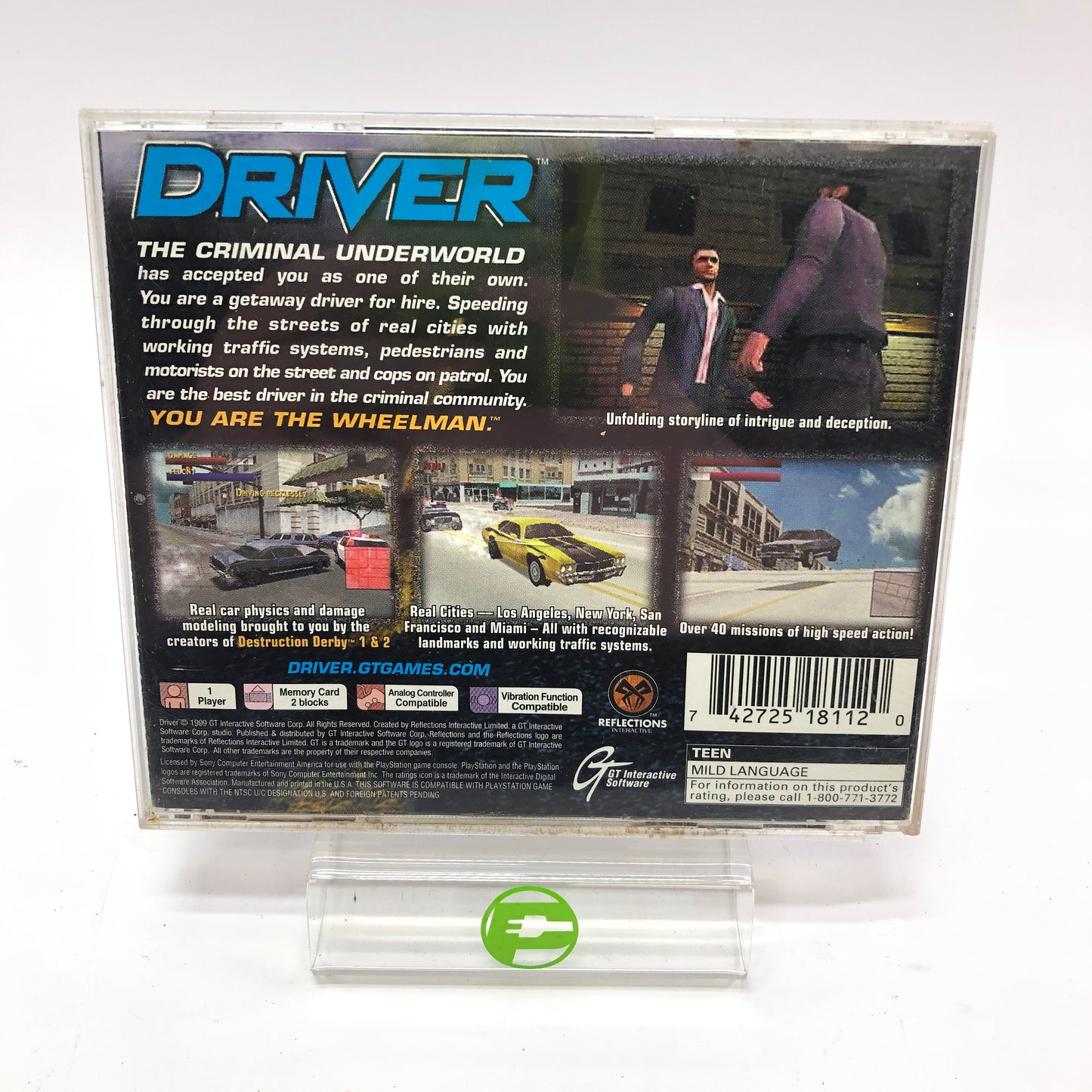 Driver (Sony PlayStation 1 PS1, 1999) CIB w/ Registration Card