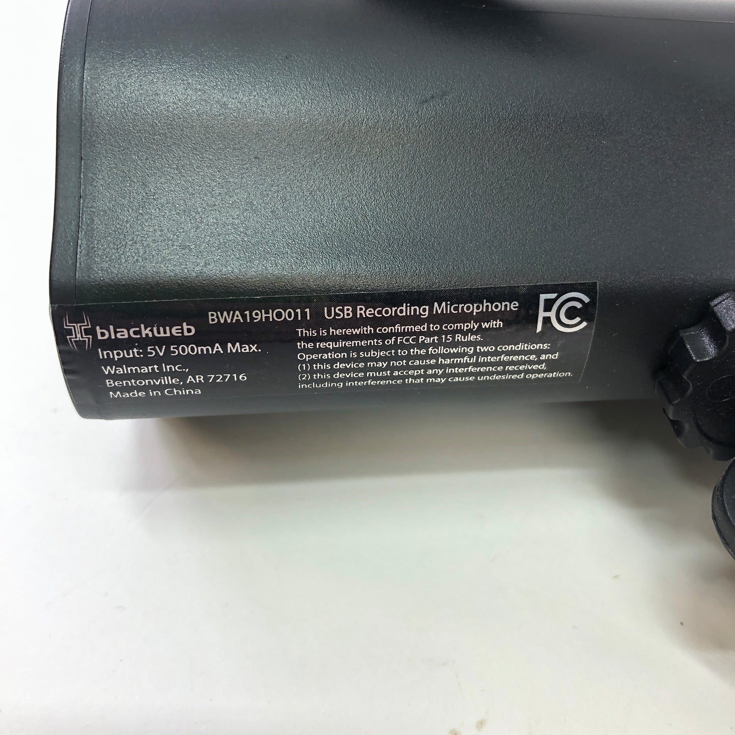 BlackWeb Model BWA19HO011 USB Recording Microphone