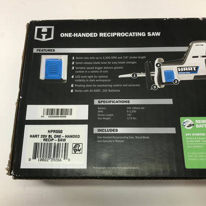 New Hart One-Handed Reciprocating Saw HPRS50 in Original Unopened Box