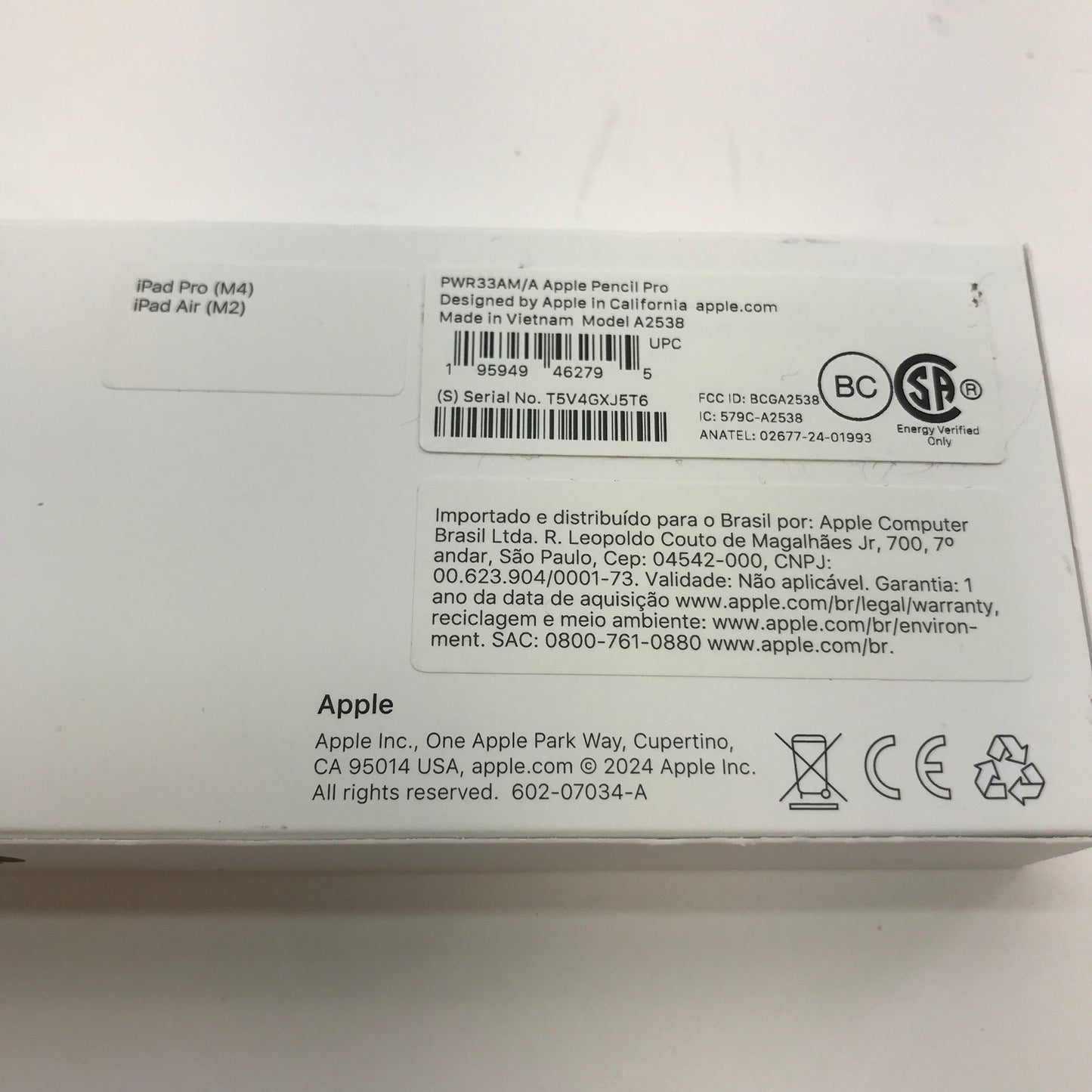 Apple Pencil Pro Smart Pencil Stylus White MX2D3AM/A  Original Box Engraved READ