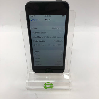 Apple iPod Touch 6th Gen 32GB Space Gray MKJ02LL/A With Box and EarPods