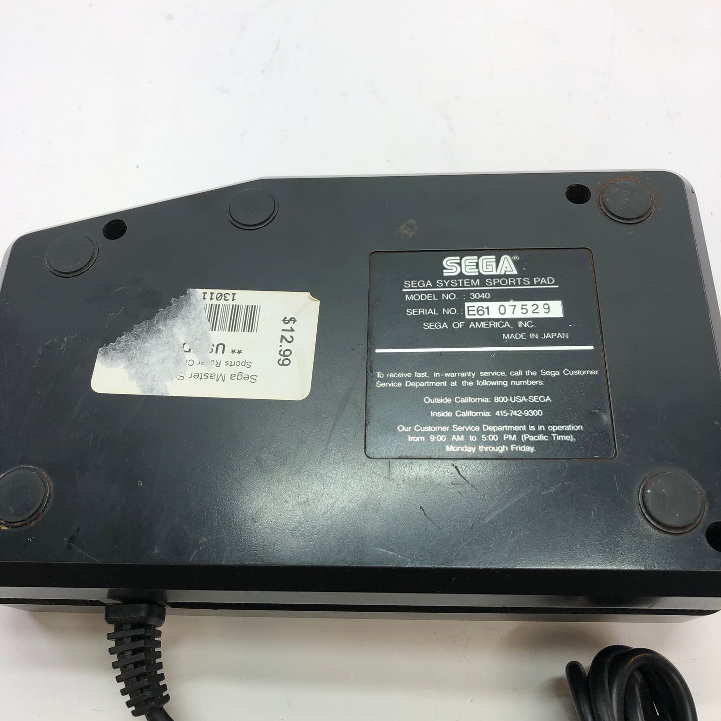 Sega Sports Pad Black Model 3040, Vintage Roller Controller for Sega Systems