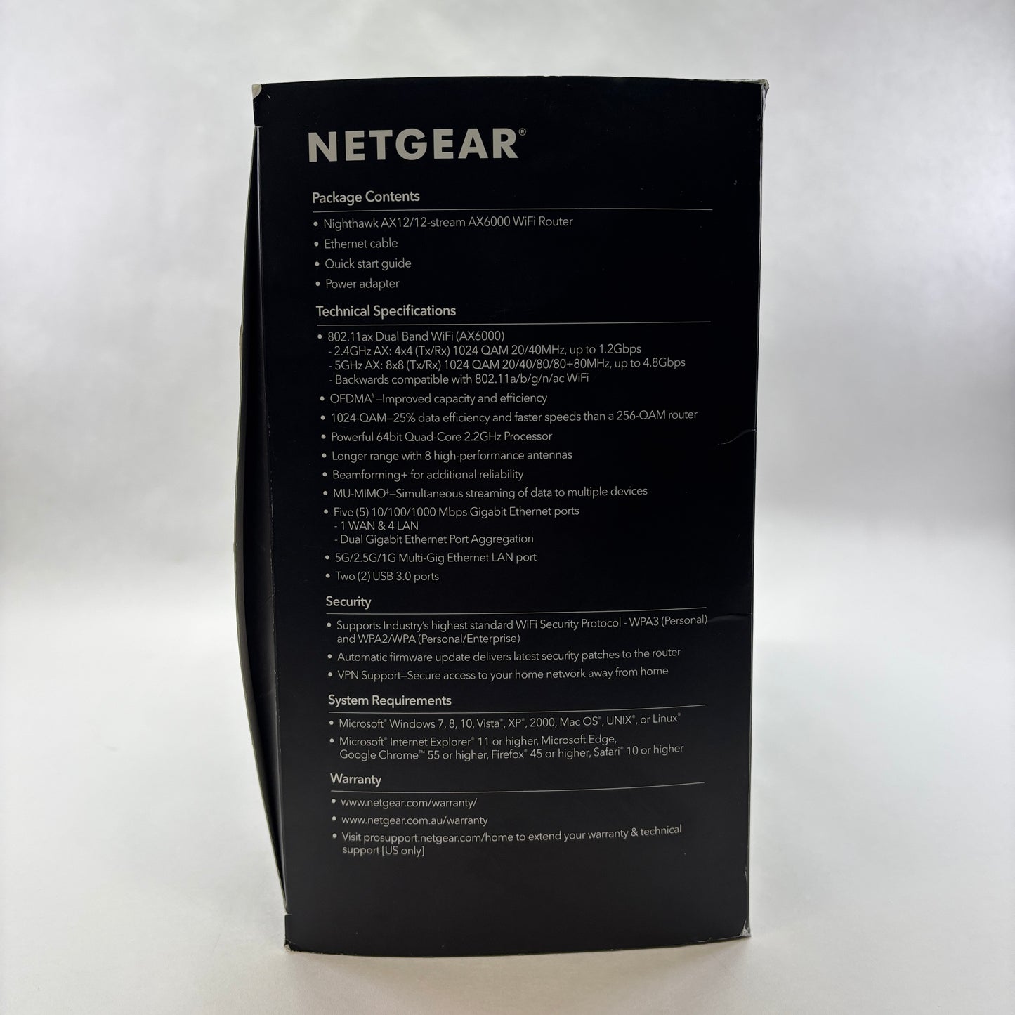 NETGEAR Nighthawk AX Dual Band WiFi 6 RAX120-100NAS AX6000