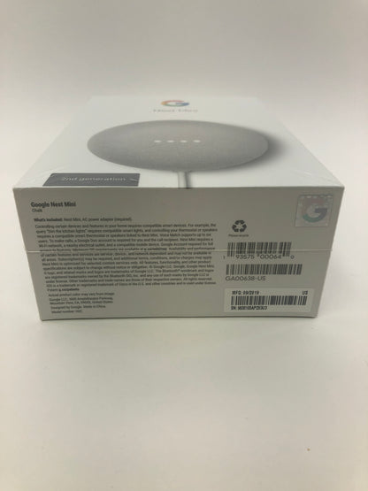 Google Nest Mini 2nd Generation Smart Speaker with Google Assistant GA00638-US