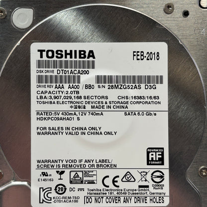 Toshiba 3.5" DT01ACA200 2TB SATA III 6Gbps HDD HDKPC09A7A01 S