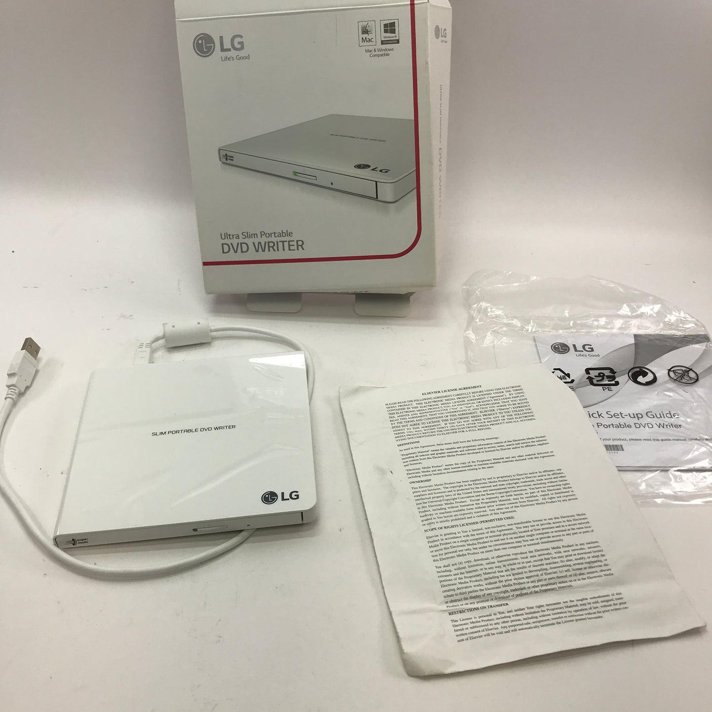LG Ultra Slim Portable DVD Writer GP65NW60 MAY66035203 w Original Box and Manual
