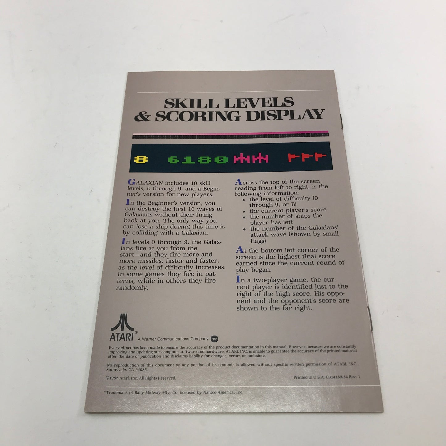 Galaxian (Atari 400, 1981) Cartridge and Manual Only