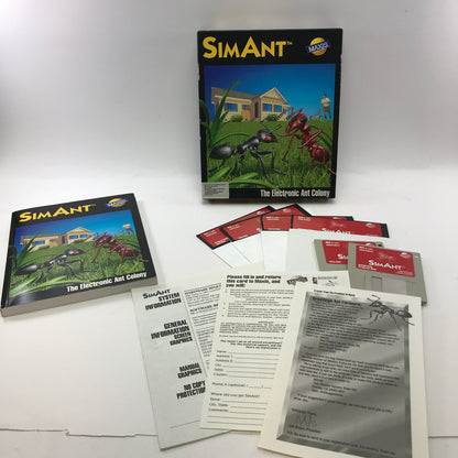 SimAnt (PC, 1991) Maxis Big Box w All Floppy Disks and Manuals