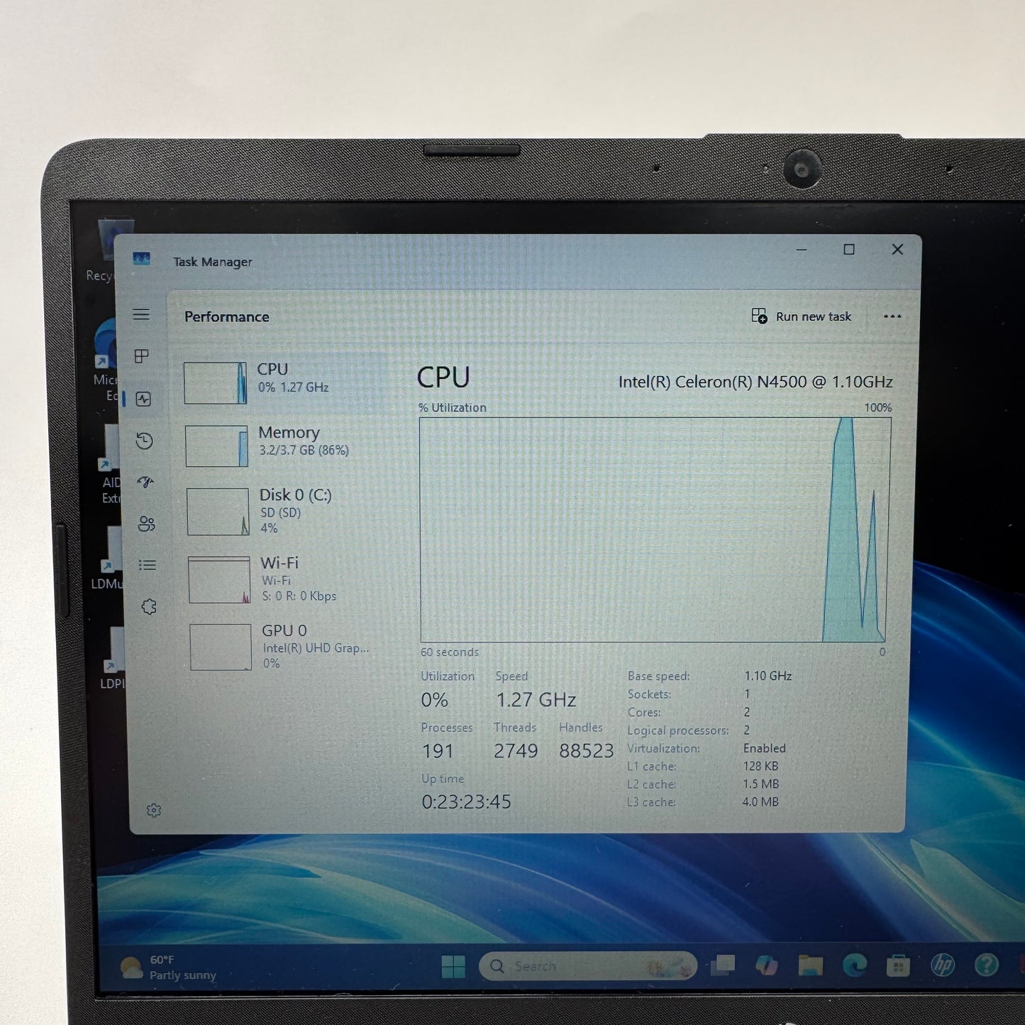 HP Laptop 14-DQ3000DX 14" Celeron N4500 1.1GHz 4GB RAM 64GB SSD