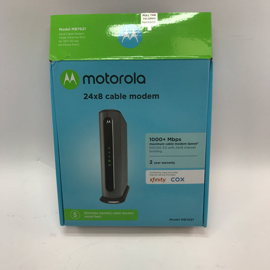 Motorola 24x8 Cable Modem MB7621-30 w/ Original Box, No Ethernet or Power Cable