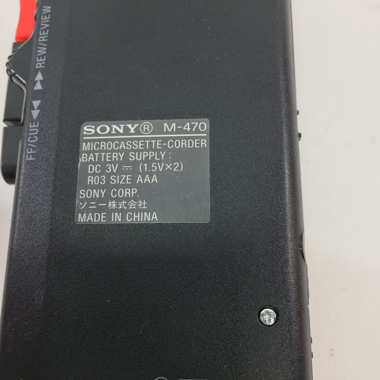 Broken Sony M-470 Cassette Recorder MicroCassette Clear Voice No Power READ