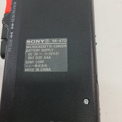 Broken Sony M-470 Cassette Recorder MicroCassette Clear Voice No Power READ