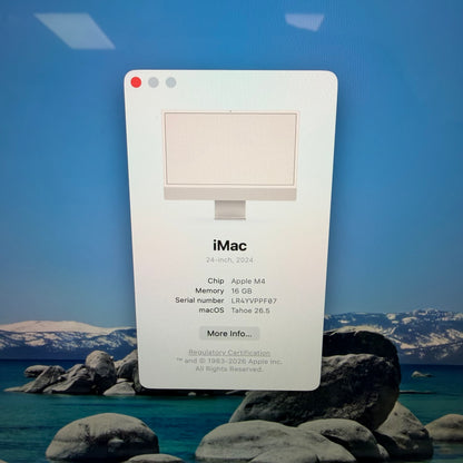 2024 Apple iMac 24" M4 10 Core 4.5GHz 16GB RAM 256GB SSD Silver A3137