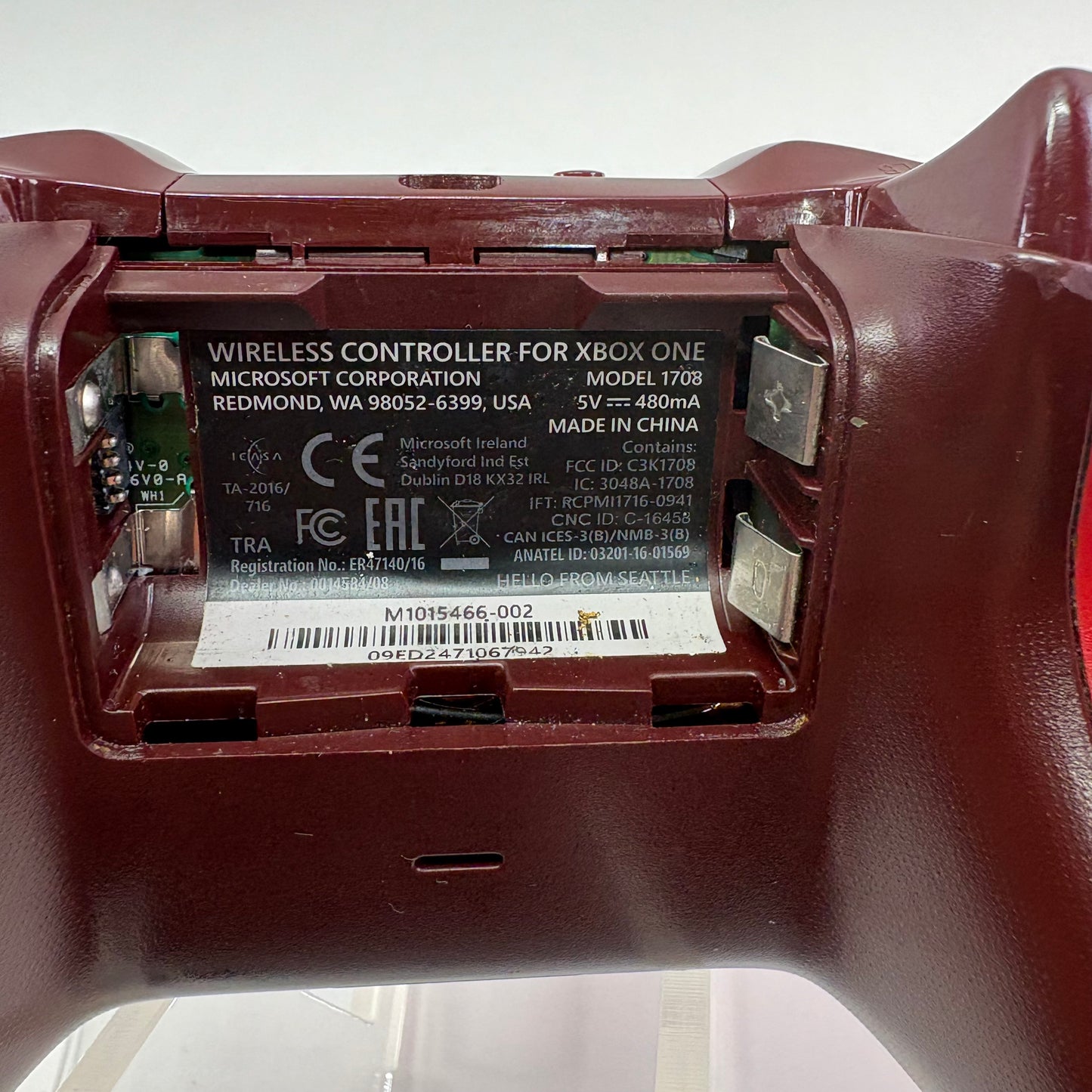 Microsoft Xbox One Wireless Controller Red 1708 -READ