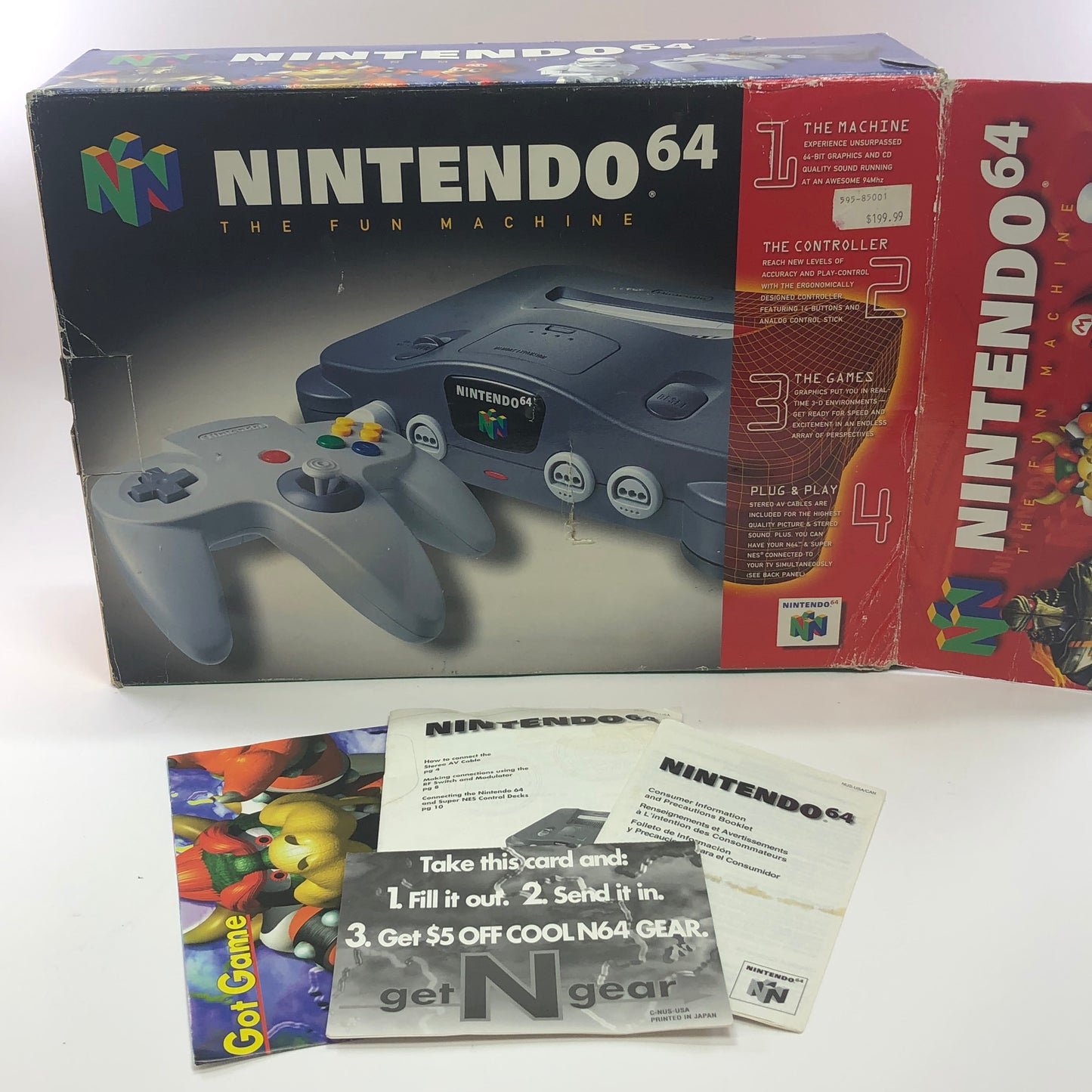 Nintendo 64 N64 Video Game Console NUS-001 Black w/ Transfer Pak and 3 Games