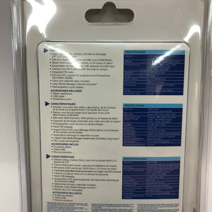 New Coby MP828-8G Touchscreen MP3 Video Player and Camera Factory Sealed