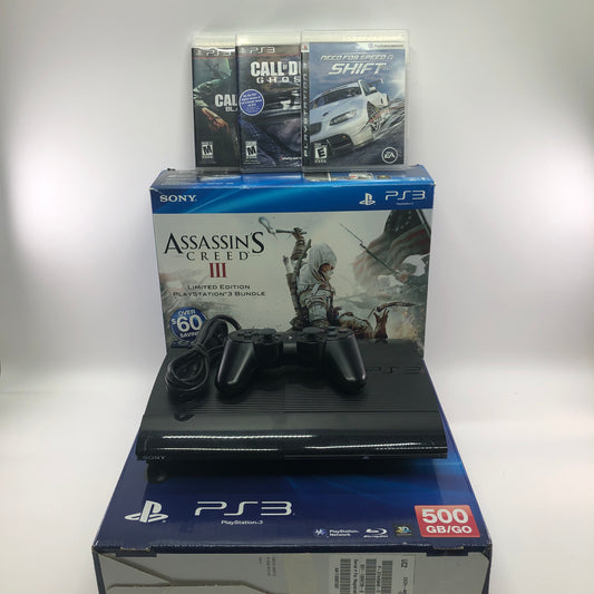Sony PlayStation 3 Super Slim PS3 500GB Black CECH-4001C Bundle, Tested Works
