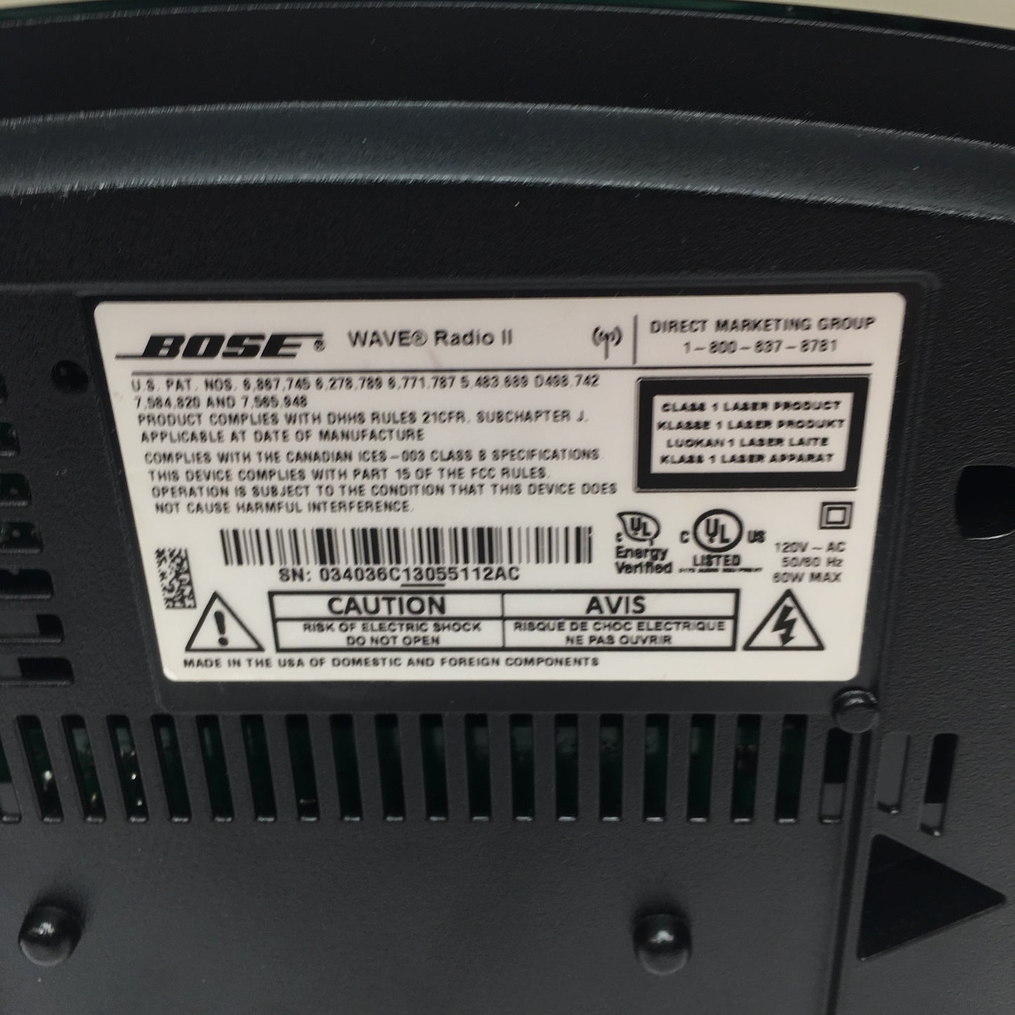 Bose Wave II AM/FM Radio Alarm System  No Remote