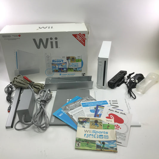 Nintendo Wii Video Game Console RVL-001 White No Sports Resort Disc READ