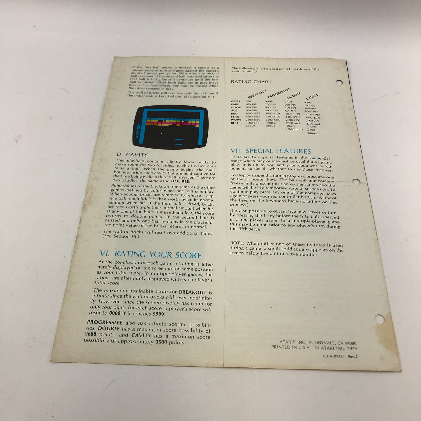 Super Breakout (Atari 400, 1979) Cartridge and Manual Only