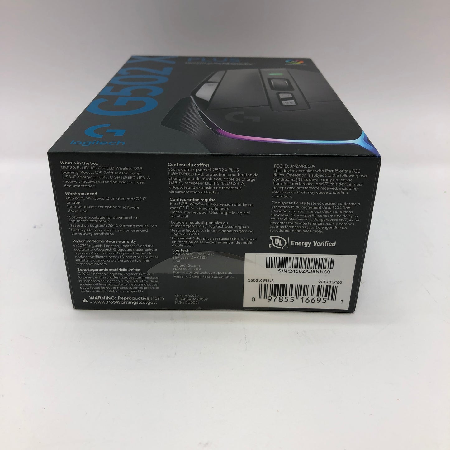 New Logitech G502X Plus LIGHTSPEED Wireless RGB Gaming Mouse Sealed