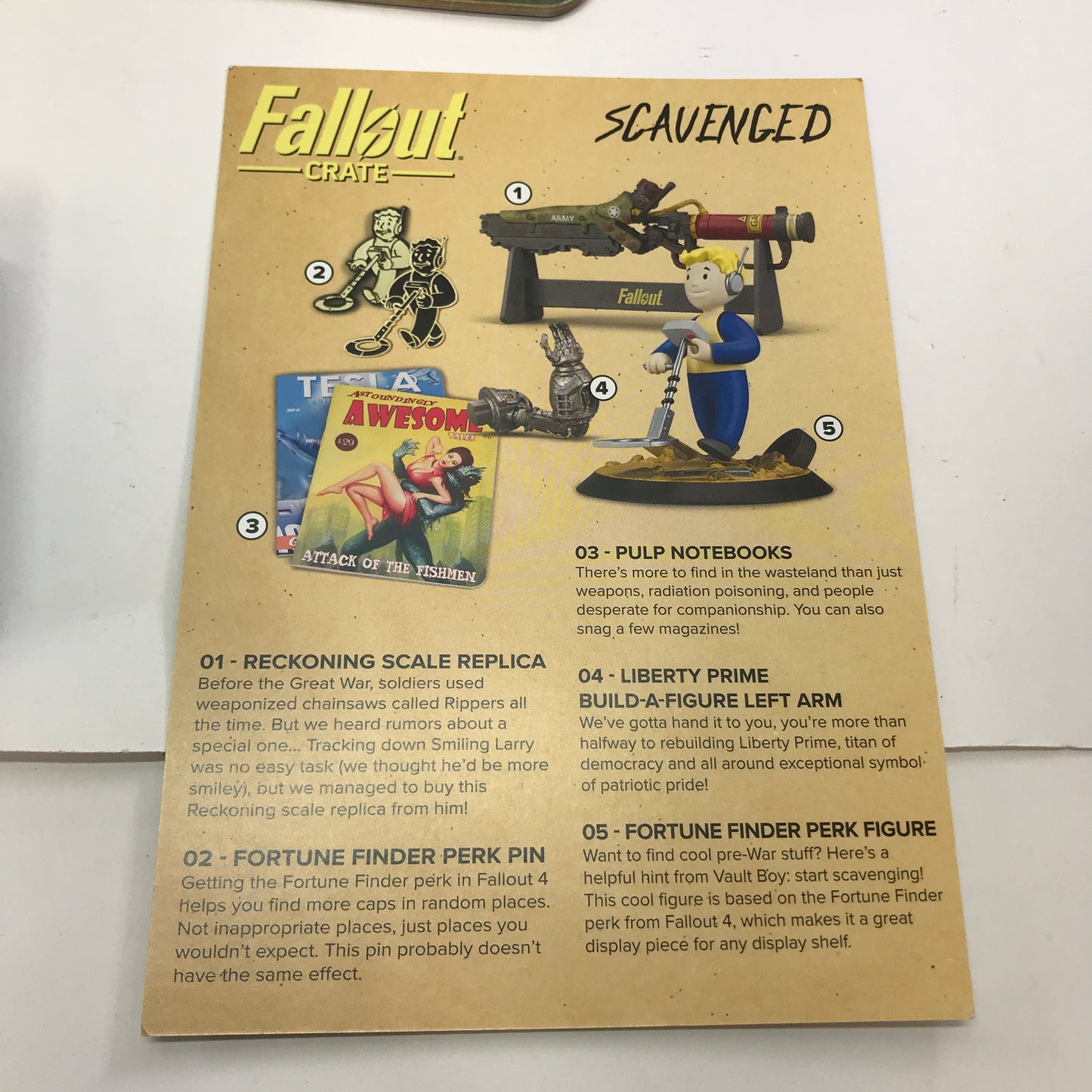 Fallout Loot Crate #10 Scavenged Figure, Replica, Pin and Notebooks